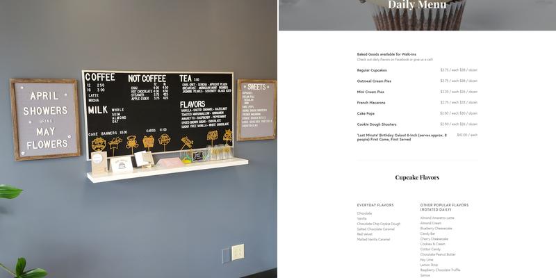 Confectioneiress Cupcakes & Sweets Menu