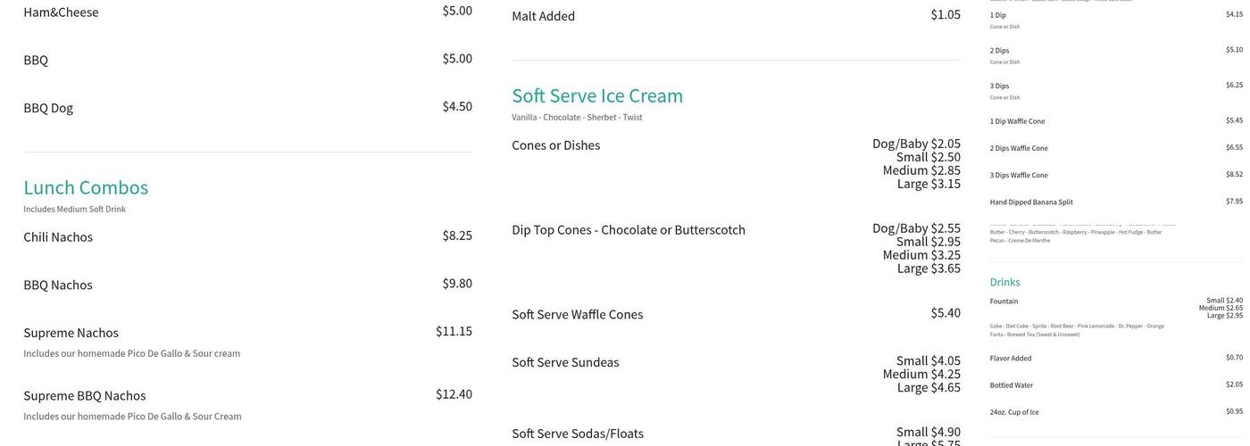 Ice Cream Paradise Menu