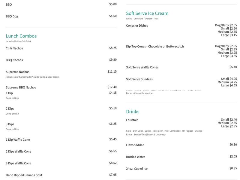 Ice Cream Paradise Menu