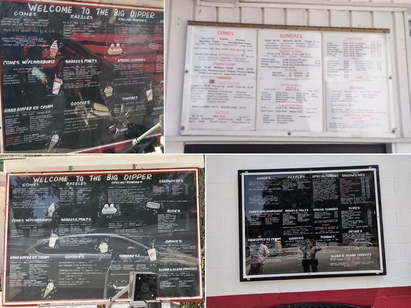 Big Dipper Menu