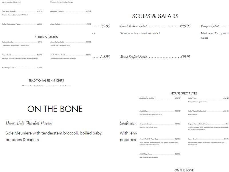 Seafresh - Fish & Seafood restaurant Menu