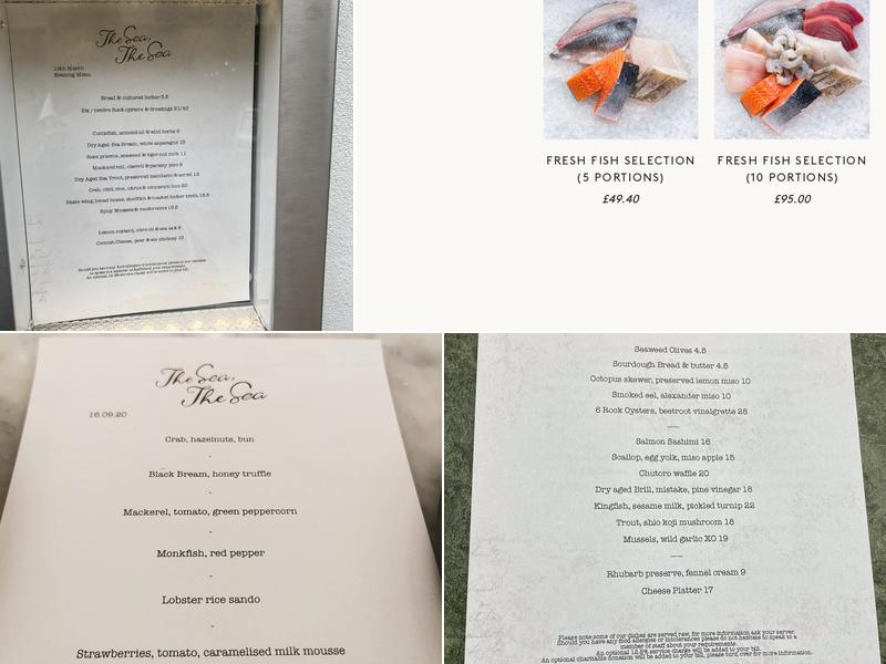 The Sea, The Sea Menu