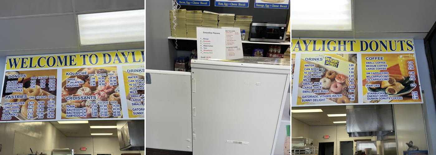 Daylight Donuts Menu