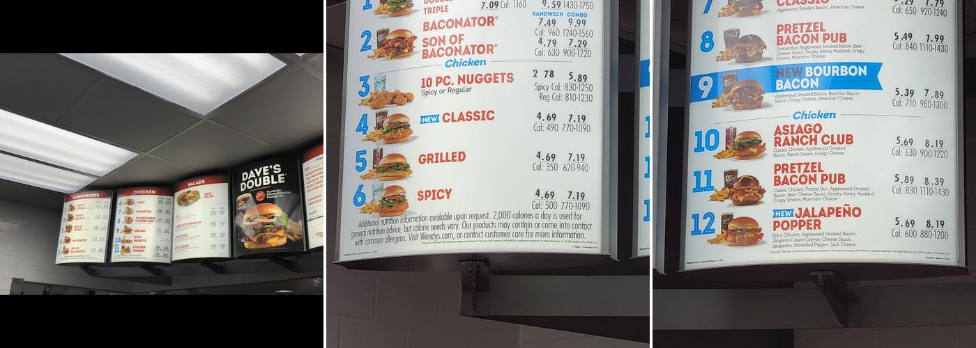 Wendy's Menu