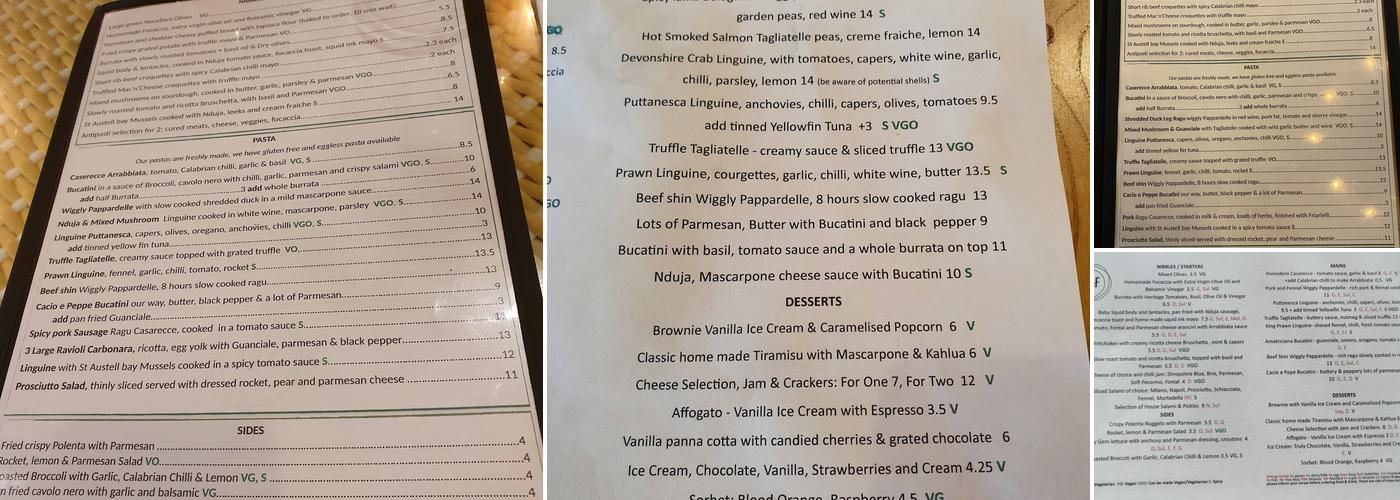 Sauce and Flour Menu