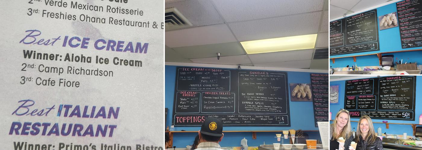 Aloha Ice Cream Menu