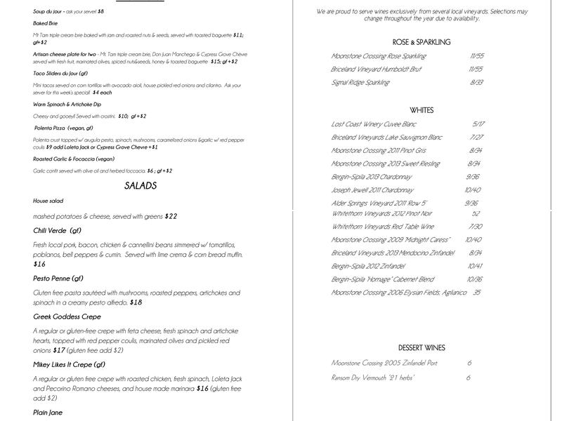 Persimmons Menu