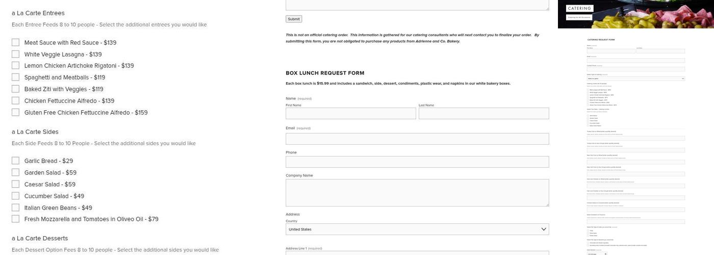Adrienne and Co. Donuts and Desserts Menu