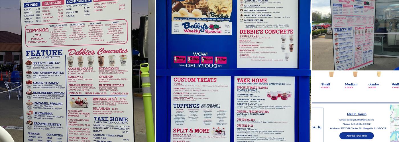 Bobby's Frozen Custard Menu