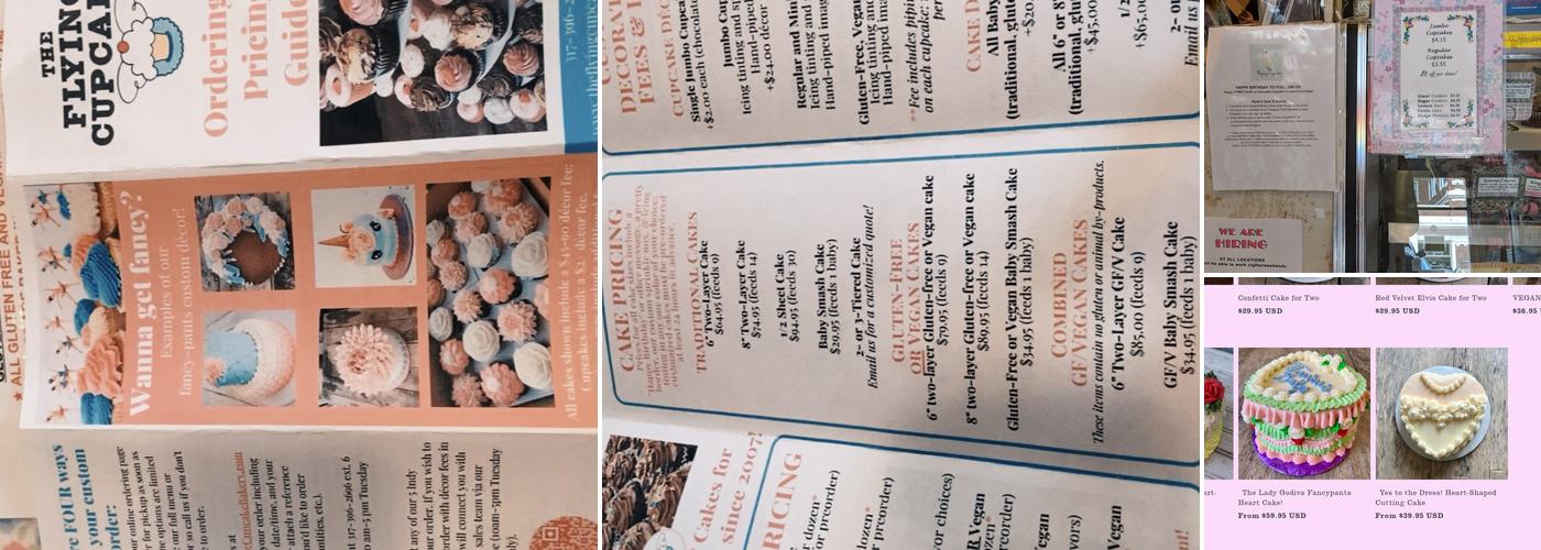 The Flying Cupcake Menu