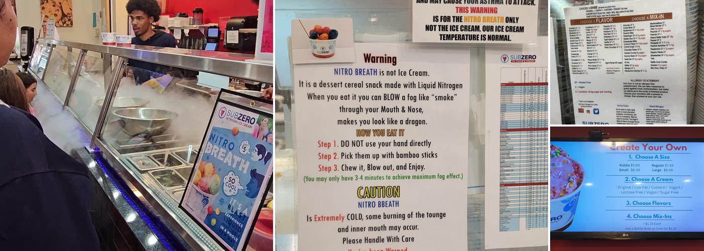 Sub Zero Nitrogen Ice Cream Menu