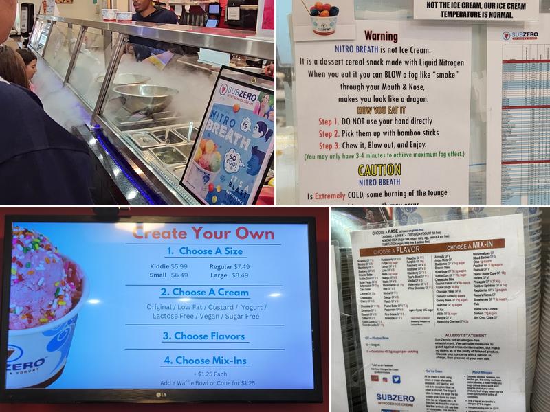 Sub Zero Nitrogen Ice Cream Menu