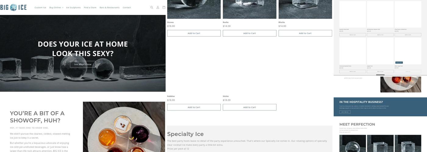 Cubeicle Ice (A Big Ice Company) Menu