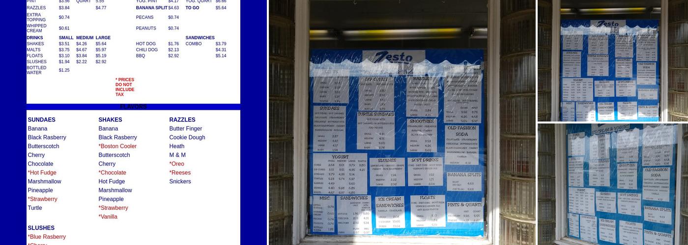 Zesto Ice Cream Menu