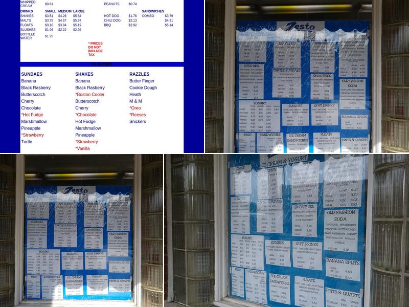 Zesto Ice Cream Menu