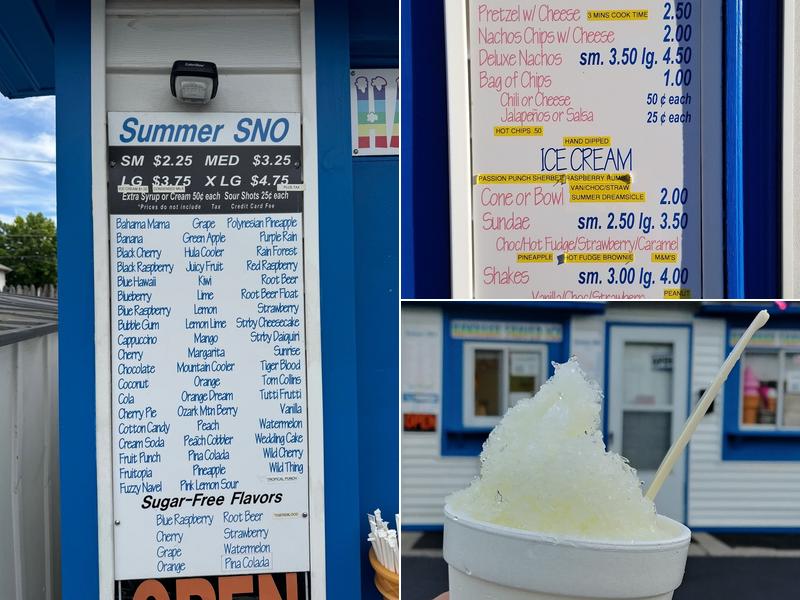summer sno Menu