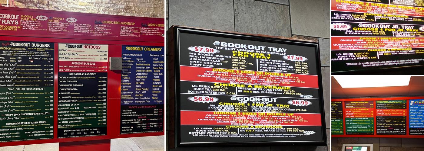 Cook Out Menu