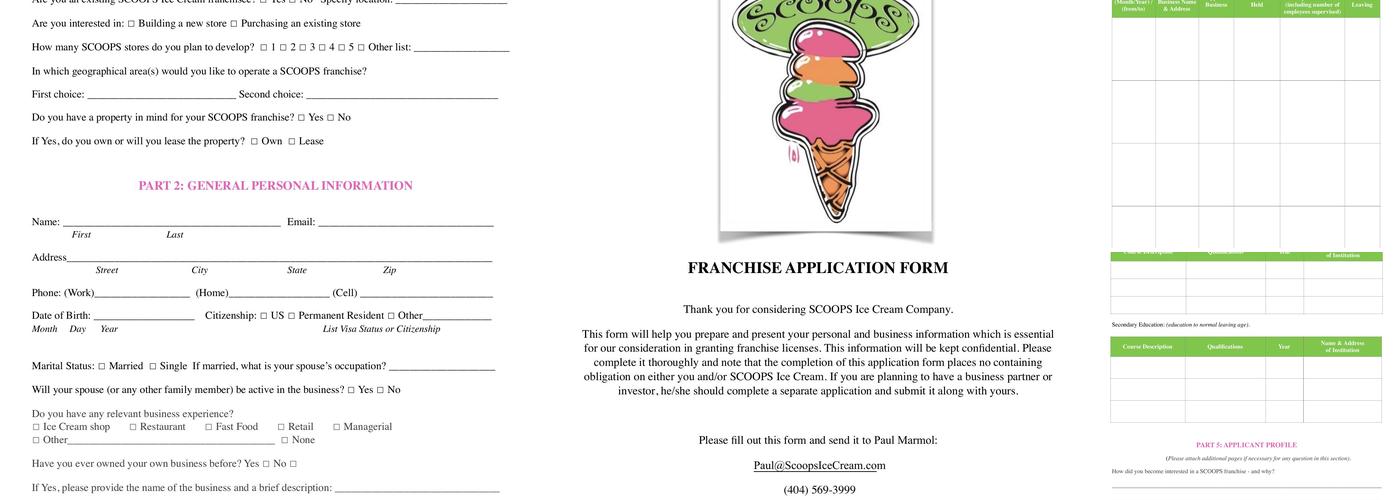 Scoops Monroe Georgia Menu