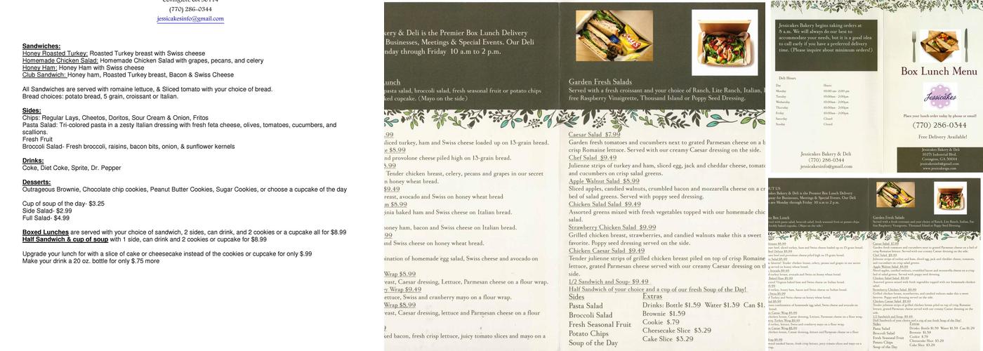 Jessicakes Bakery Menu
