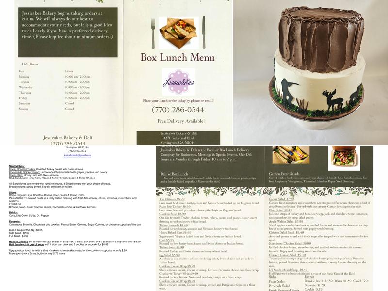 Jessicakes Bakery Menu