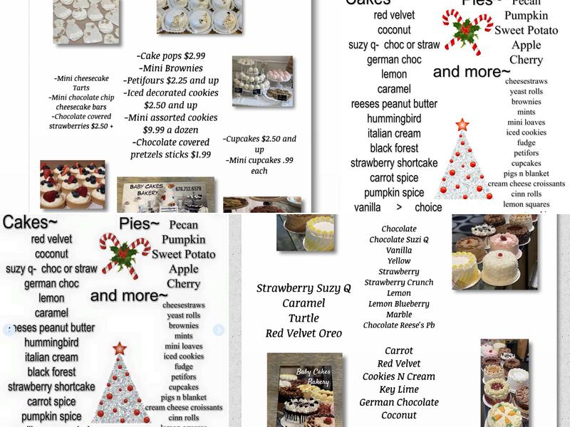 Baby Cakes Bakery Menu