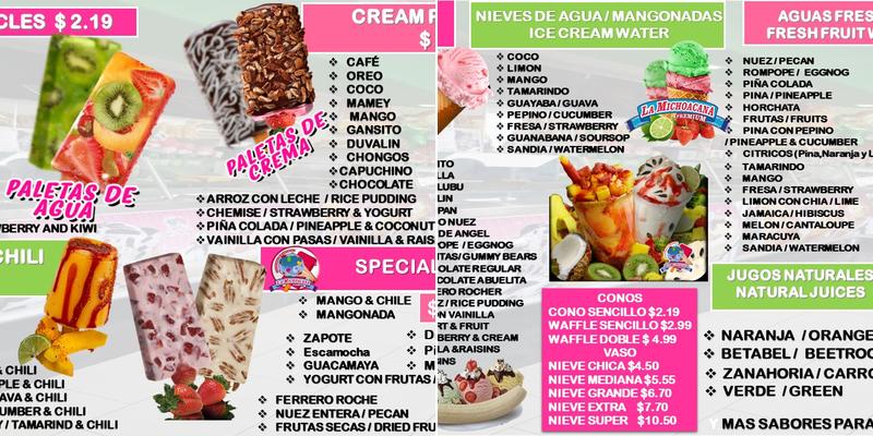 La Michoacana Premium Prospect Heights Menu