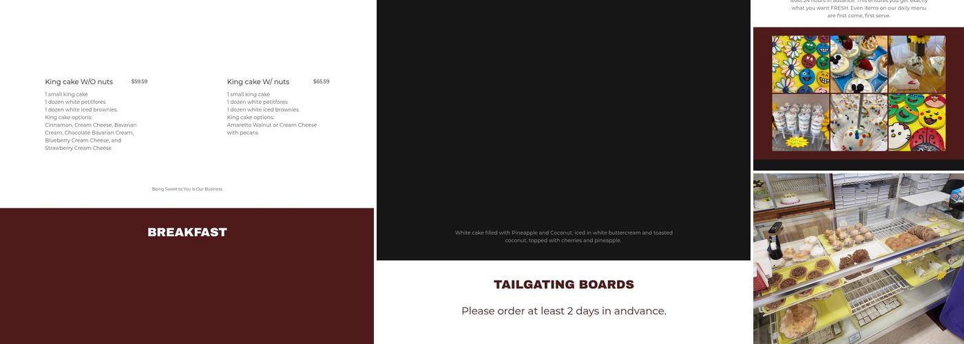 Keller's Bakery of Youngsville Menu