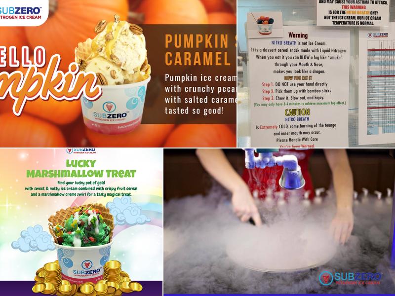 Subzero Nitrogen Ice Cream Menu