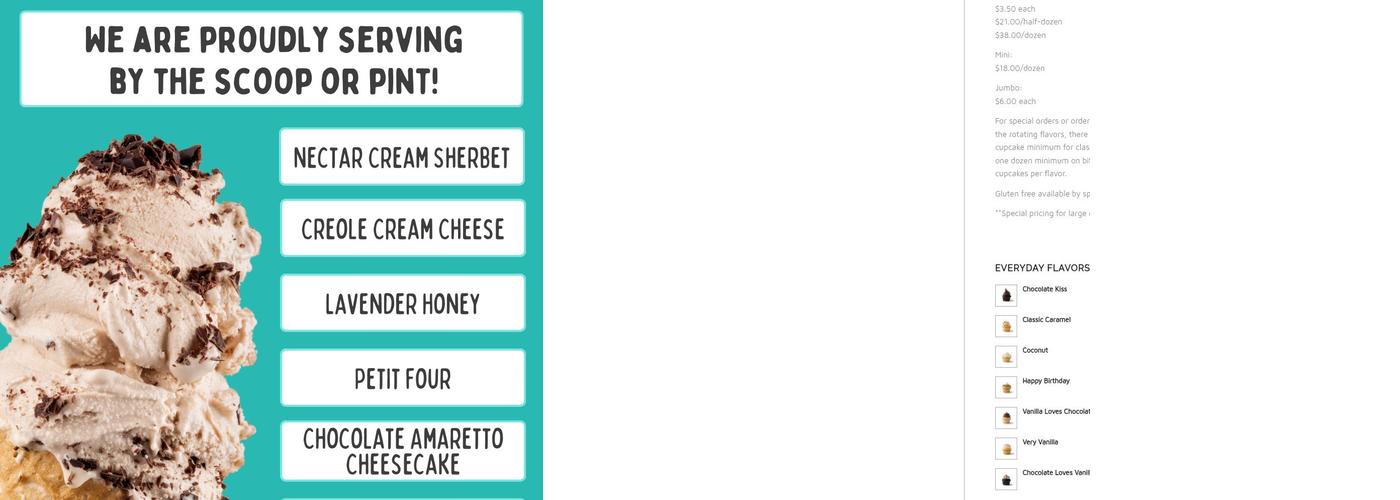 Cupcake Concept Menu