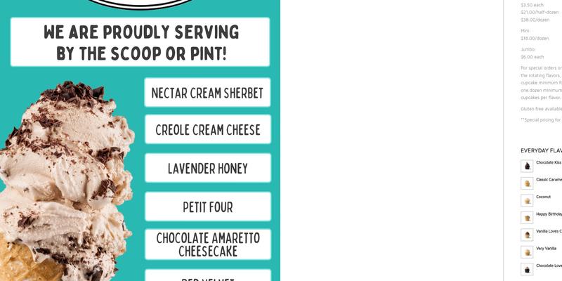 Cupcake Concept Menu
