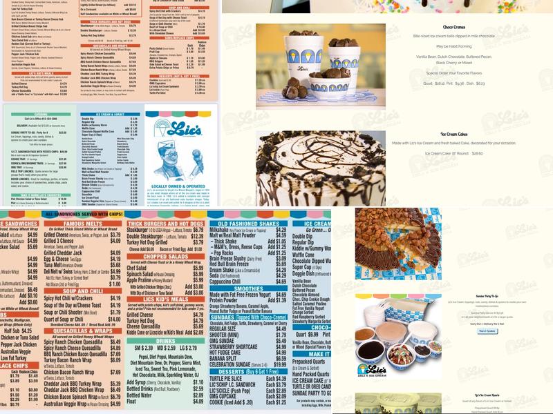 Lic's Deli & Ice Cream Menu