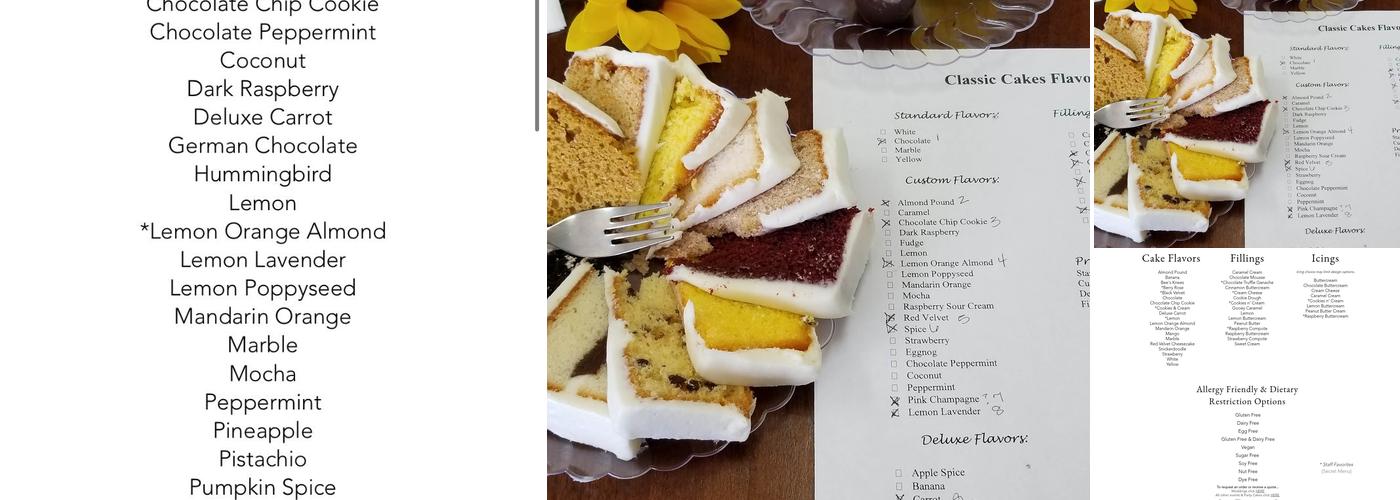 Classic Cakes Menu