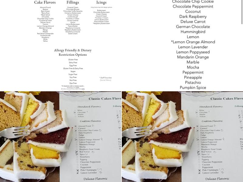Classic Cakes Menu