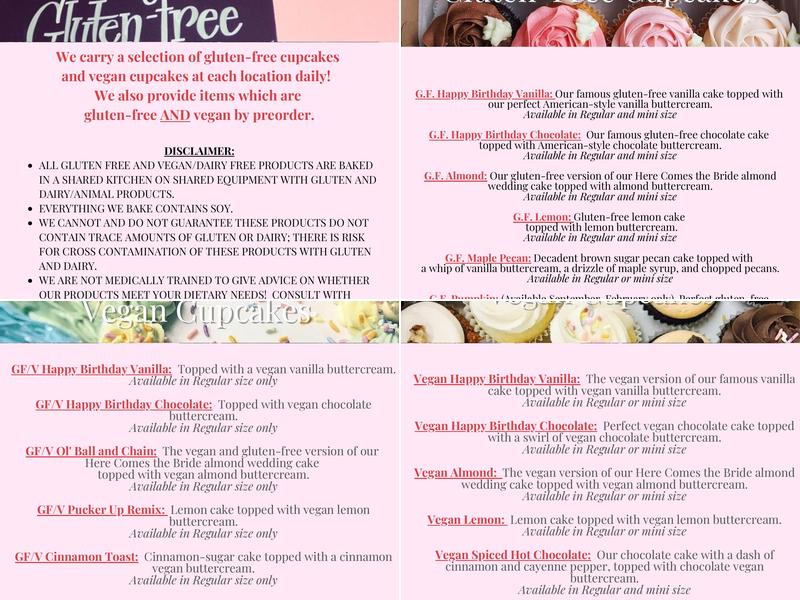 The Flying Cupcake Menu