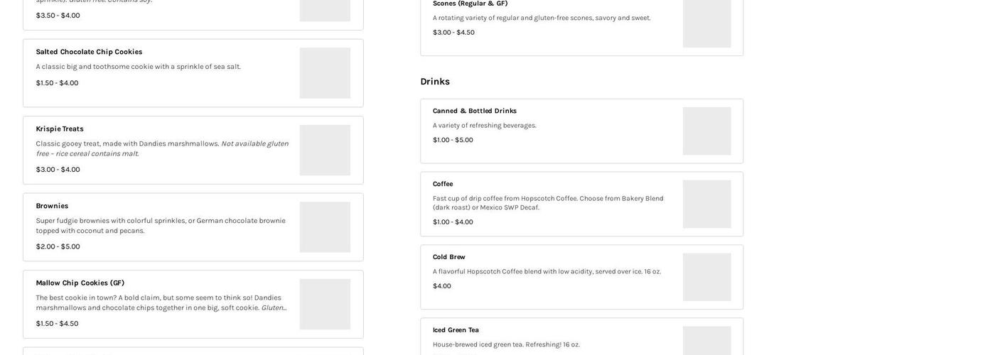 Rainbow Bakery Menu