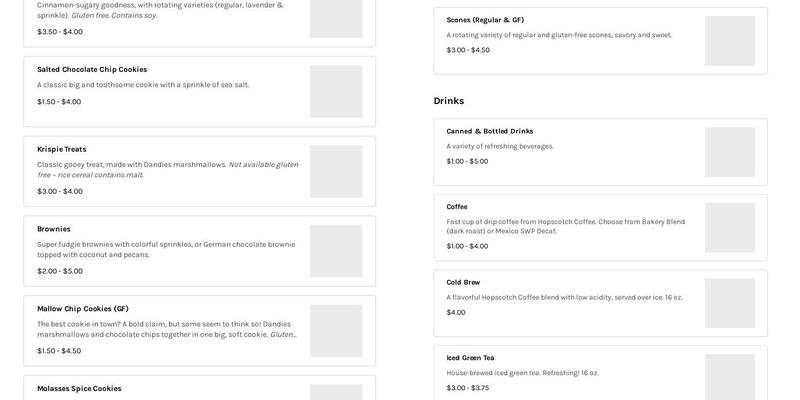Rainbow Bakery Menu