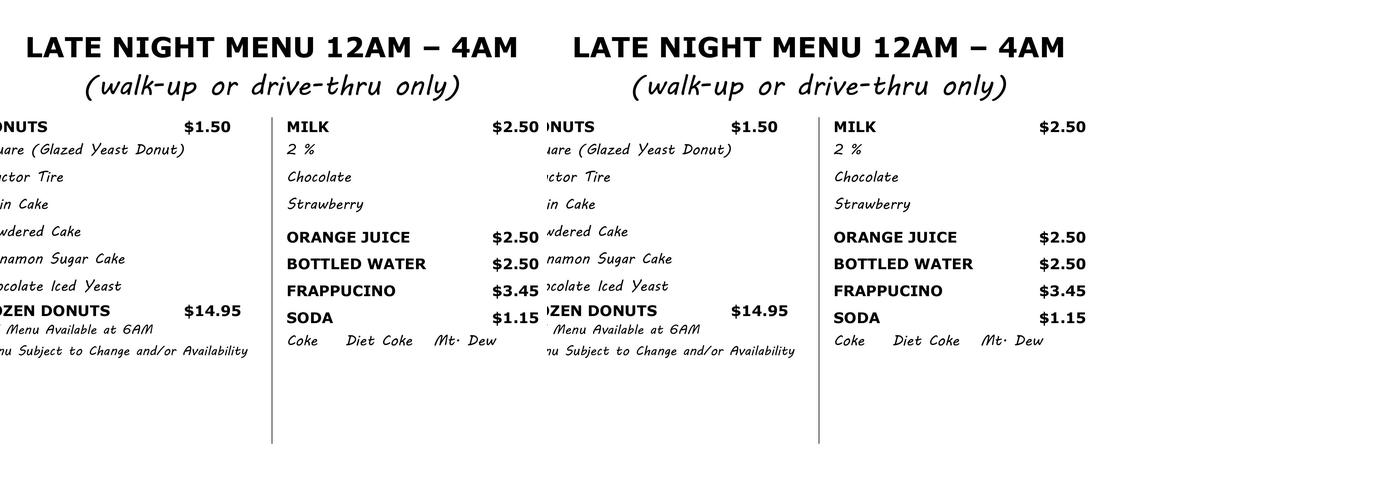 Square Donuts Menu