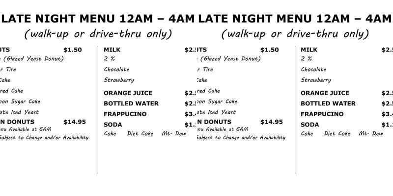 Square Donuts Menu