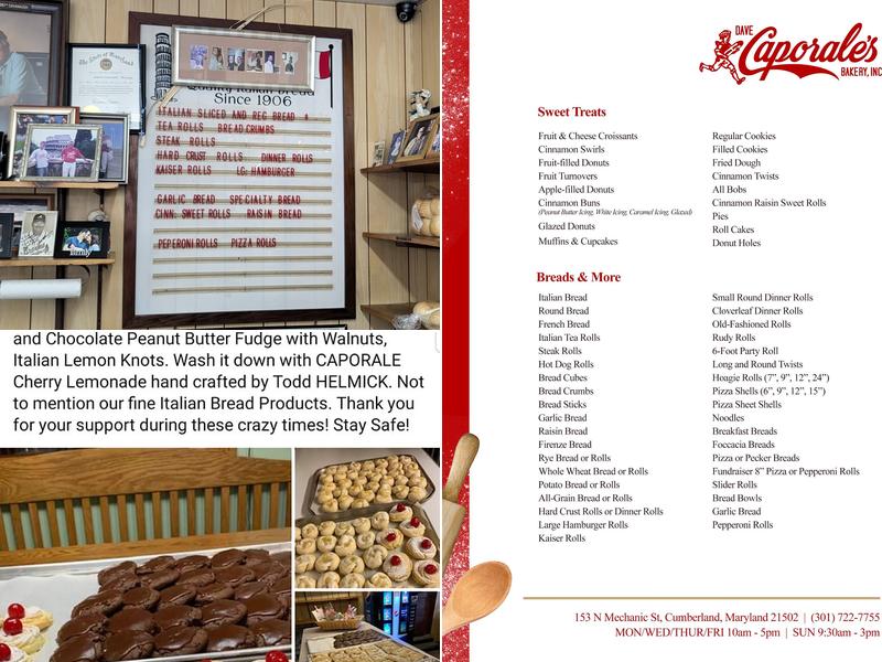 Caporale's Bakery Inc Menu