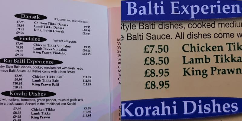 The Raj Menu