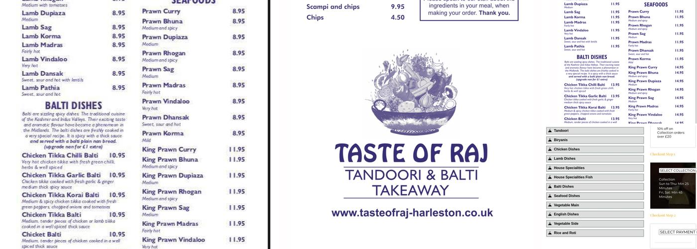 Taste Of Raj Menu