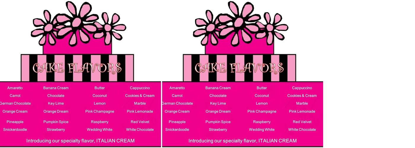 Just Think Cake Menu