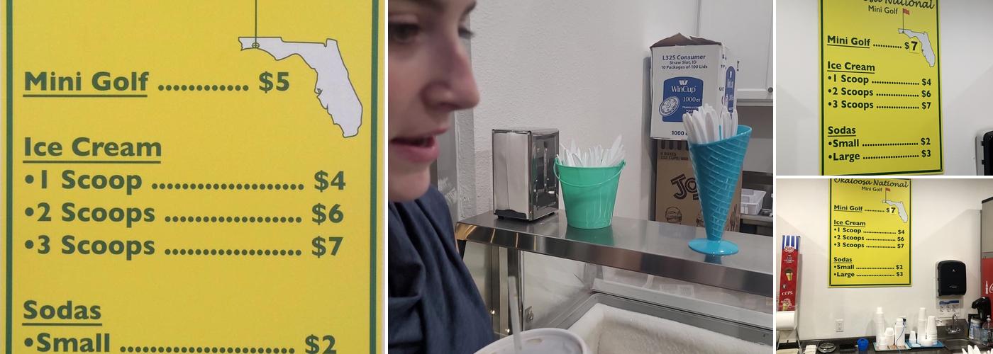 Okaloosa National Mini Golf & Ice Cream Menu