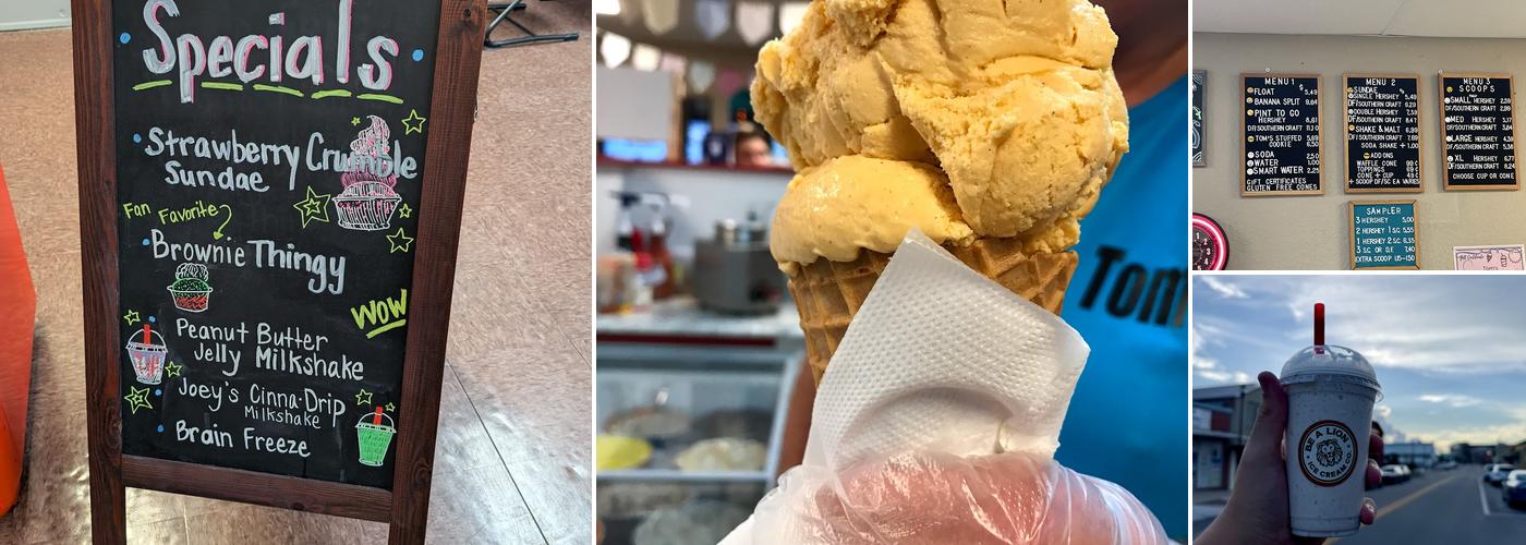 Tom's Main Street Ice Cream Menu