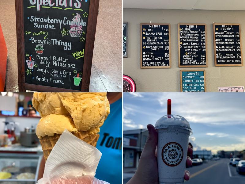 Tom's Main Street Ice Cream Menu