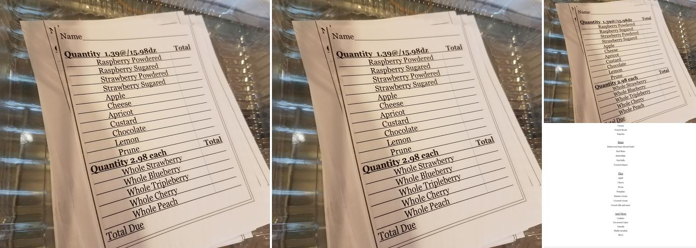 Beck's Crown Bakery Menu