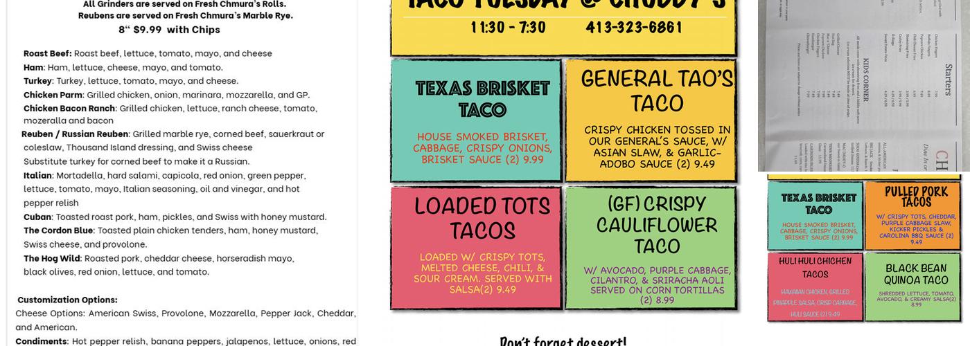 Chubby's Menu