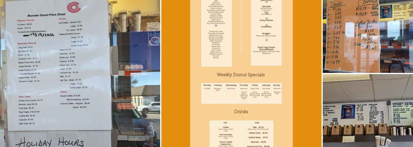Munster Donut Menu