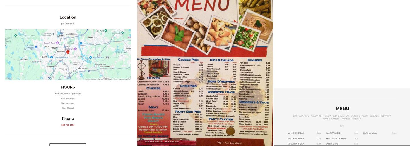 George's Bakery Menu