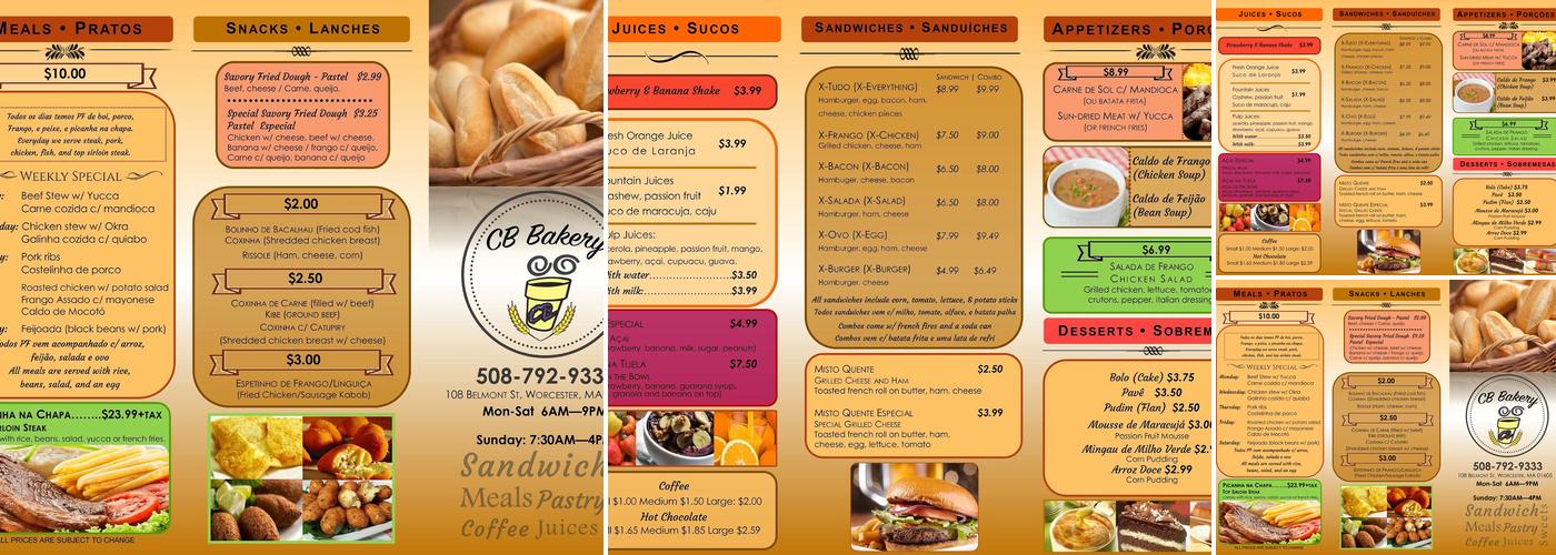 CB Bakery Menu